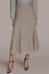Donna Karan | PERFORATED SWEATER MIDI A-LINE SKIRT