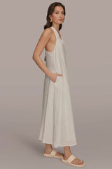 Donna Karan | TWIST-BACK MIDI HALTER DRESS