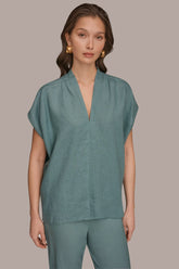Donna Karan | LINEN SLEEVELESS BLOUSE