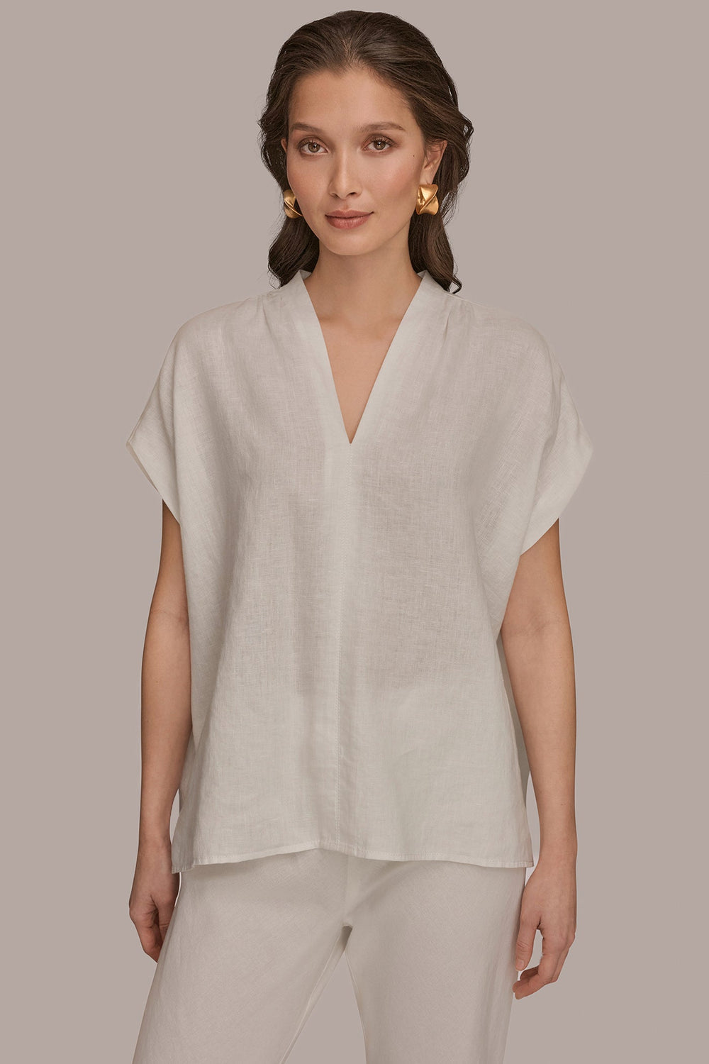 Donna Karan | LINEN SLEEVELESS BLOUSE