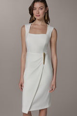 Donna Karan | SLEEVELESS WRAP-EFFECT MIDI DRESS