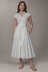 Donna Karan | CAP SLEEVE MIDI SHIRT DRESS