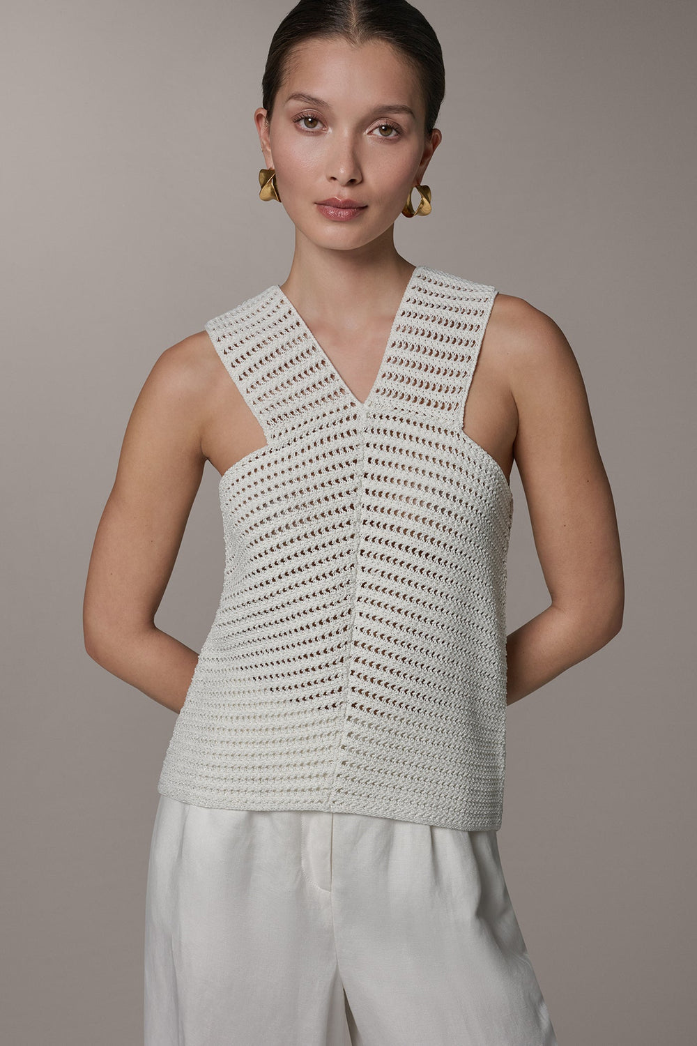 Donna Karan | SLEEVELESS METALLIC SWEATER TANK