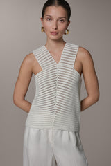 Donna Karan | SLEEVELESS METALLIC SWEATER TANK