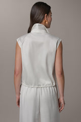 Donna Karan | SLEEVELESS DRAWSTRING HEM BLOUSE