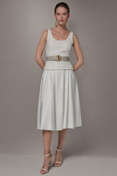 Donna Karan | TWEED MIXED MEDIA MIDI TANK DRESS
