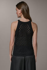 Donna Karan | SLEEVELESS OPEN-STITCH HALTER SWEATER
