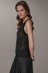 Donna Karan | SLEEVELESS OPEN-STITCH HALTER SWEATER