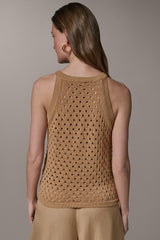 Donna Karan | SLEEVELESS OPEN-STITCH HALTER SWEATER