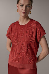 Donna Karan | SHORT SLEEVE GEOMETRIC SWEATER