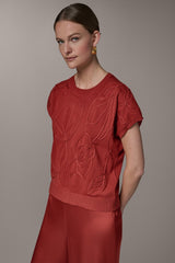 Donna Karan | SHORT SLEEVE GEOMETRIC SWEATER