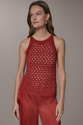 Donna Karan | SLEEVELESS OPEN-STITCH HALTER SWEATER