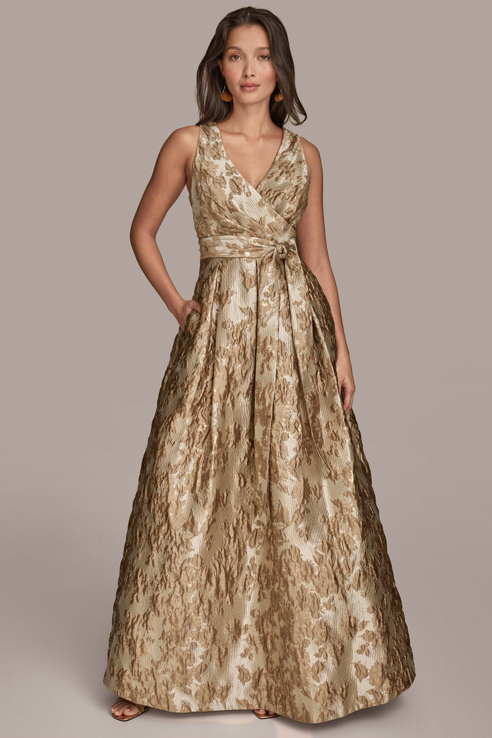 Donna Karan | BROCADE SLEEVELESS WRAP BALL GOWN
