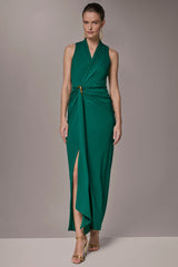 Donna Karan | SLEEVELESS WRAP V-NECK GOWN