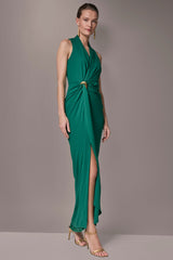 Donna Karan | SLEEVELESS WRAP V-NECK GOWN