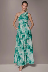 Donna Karan | CHIFFON FLORAL ONE-SHOULDER GOWN