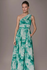 Donna Karan | CHIFFON FLORAL ONE-SHOULDER GOWN