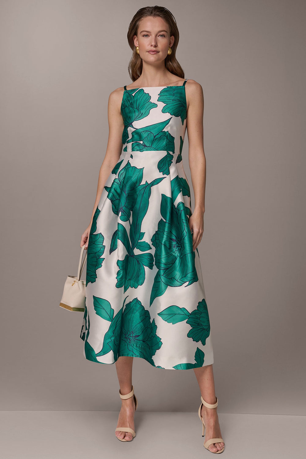 Donna Karan | MIKADO FLORAL MIDI GOWN