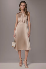 Donna Karan | SILK-CHARMEUSE MIDI A-LINE DRESS