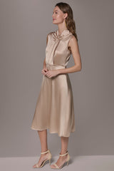 Donna Karan | SILK-CHARMEUSE MIDI A-LINE DRESS