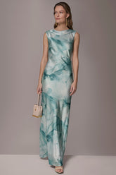 Donna Karan | CHARMEUSE FLORAL RUFFLE GOWN
