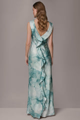 Donna Karan | CHARMEUSE FLORAL RUFFLE GOWN