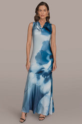 Donna Karan | CHARMEUSE SLEEVELESS FLORAL GOWN