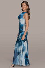 Donna Karan | CHARMEUSE SLEEVELESS FLORAL GOWN