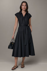 Donna Karan | CAP SLEEVE MIDI SHIRT DRESS