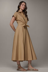 Donna Karan | SHORT SLEEVE TIE FRONT MAXI SHIRT DRESS