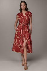 Donna Karan | SLEEVELESS PRINT MIDI DRESS