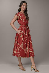 Donna Karan | SLEEVELESS PRINT MIDI DRESS