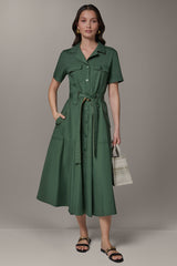 Donna Karan | SHORT SLEEVE MIDI SHIRT DRESS