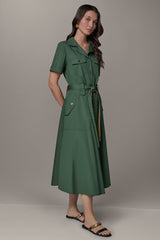 Donna Karan | SHORT SLEEVE MIDI SHIRT DRESS