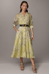 Donna Karan | PUFF SLEEVE MIDI SHIRT DRESS
