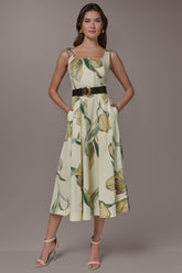 Donna Karan | COTTON-SATEEN PRINTED MIDI A-LINE DRESS