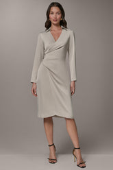 Donna Karan | LONG SLEEVE WRAP-EFFECT SHIRT DRESS