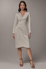 Donna Karan | LONG SLEEVE WRAP-EFFECT SHIRT DRESS