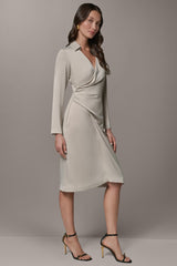 Donna Karan | LONG SLEEVE WRAP-EFFECT SHIRT DRESS