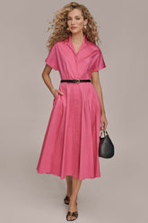 Donna Karan | SHORT SLEEVE BUTTON-FRONT SHIRT DRESS
