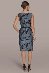 Donna Karan | JACQUARD SLEEVELESS COWL-NECK SHEATH DRESS