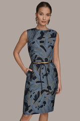 Donna Karan | JACQUARD SLEEVELESS COWL-NECK SHEATH DRESS