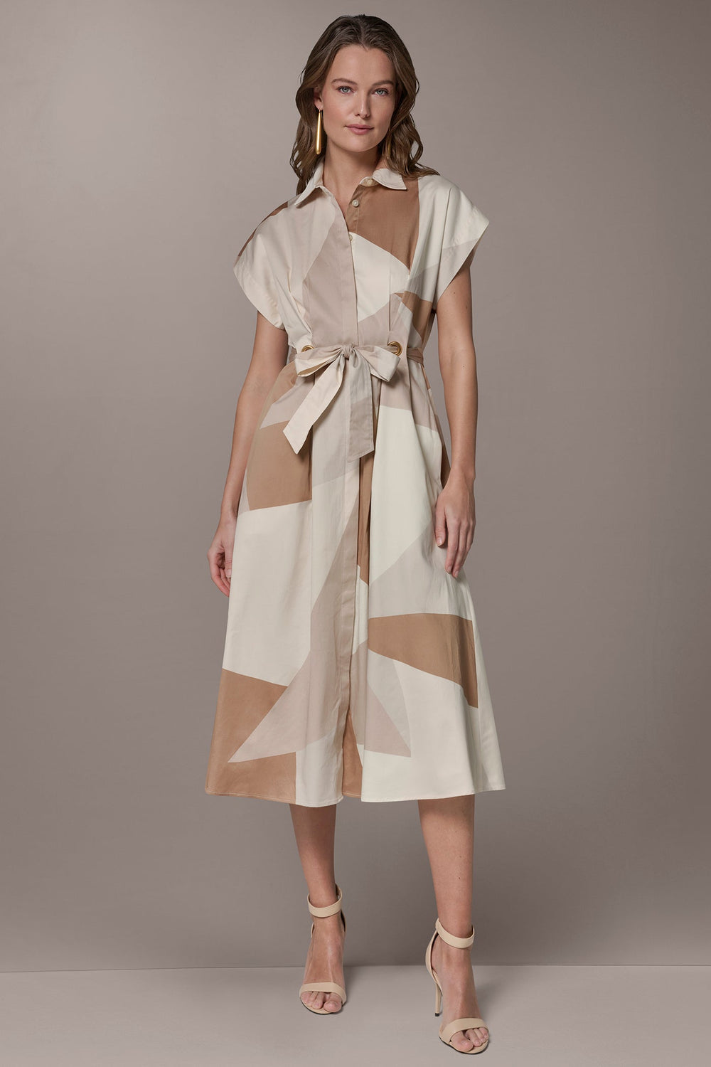 Donna Karan | COTTON-SATEEN PRINTED MIDI SHIRT DRESS