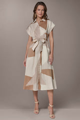 Donna Karan | COTTON-SATEEN PRINTED MIDI SHIRT DRESS