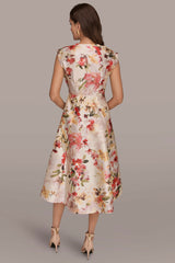 Donna Karan | DUPIONI FLORAL WRAP DRESS