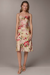 Donna Karan | CHARMEUSE FLORAL MIDI SLIP DRESS