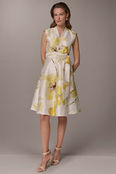 Donna Karan | FLORAL JACQUARD WRAP-EFFECT MIDI DRESS