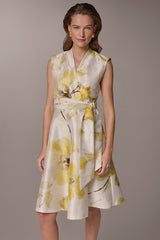Donna Karan | FLORAL JACQUARD WRAP-EFFECT MIDI DRESS