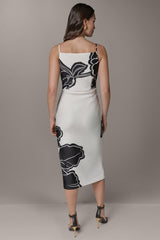 Donna Karan | SLEEVELESS TWO-TONE FLORAL MIDI SHEATH DRESS