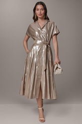 Donna Karan | SHORT SLEEVE MIDI SHIRT DRESS